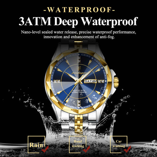 Poedagar Diamond Dial Men Wristwatch