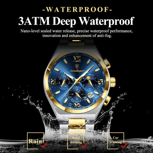 Poedagar Multi-Functional Chronograph Watch for Men