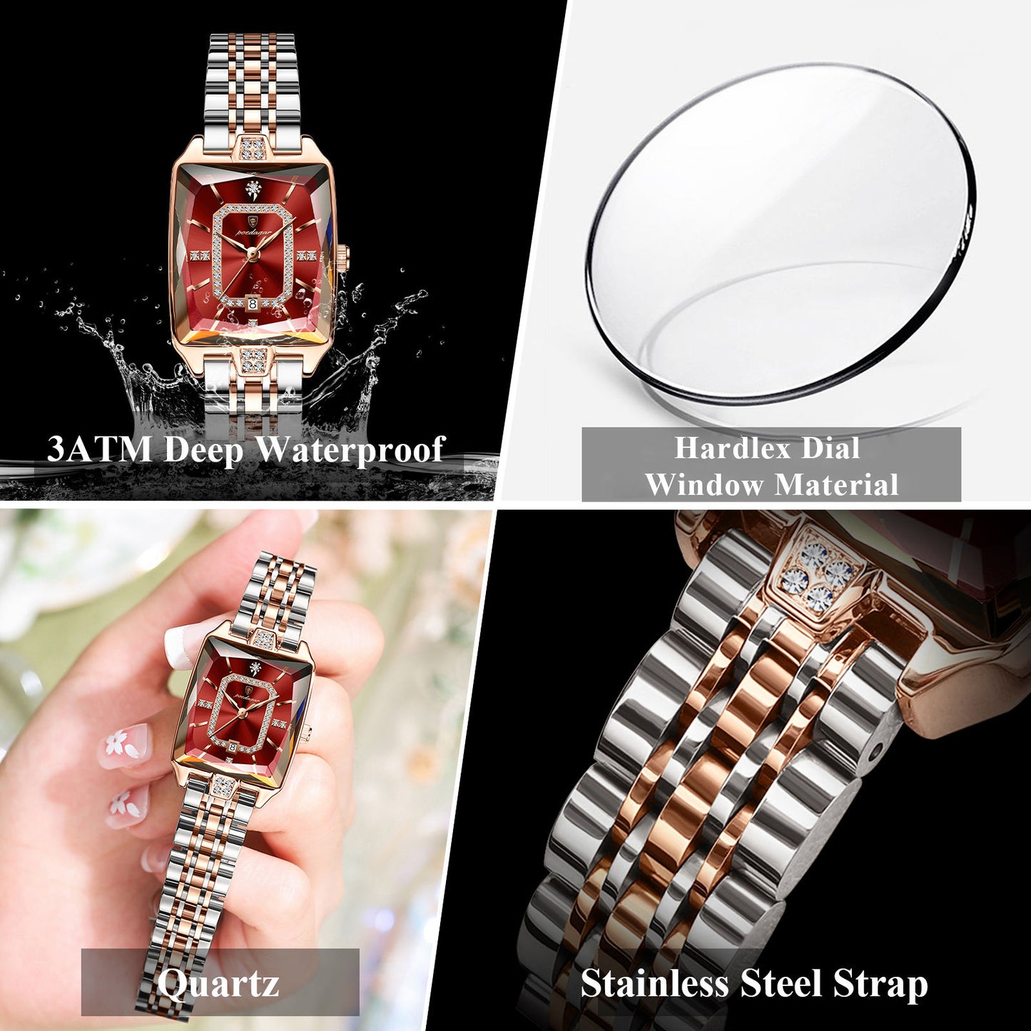 Poedagar Luxury Stainless Steal Women Watch