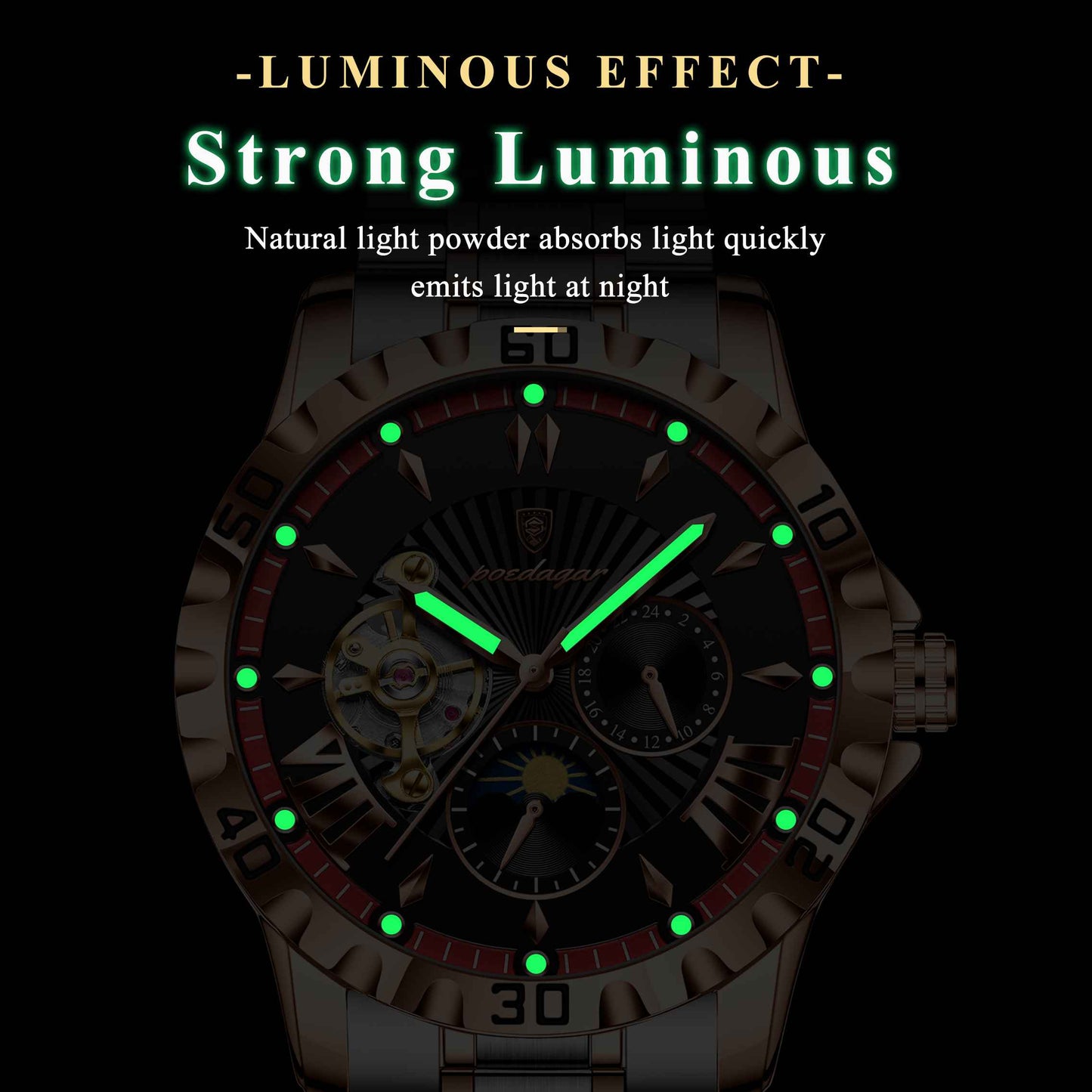 Poedagar Original Automatic Mechanical Watch for Men