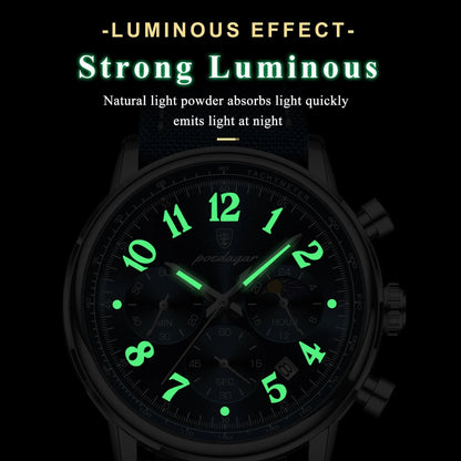 Poedagar Luxury Nylon Leather Straps watch