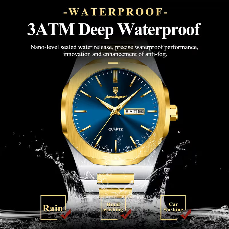 Poedagar Stainless Steel Men Wrist Watch