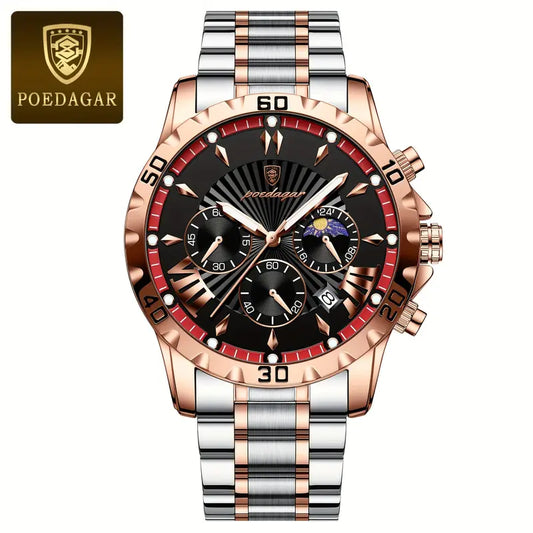Poedagar Chronograph Stainless Steel Men Watch