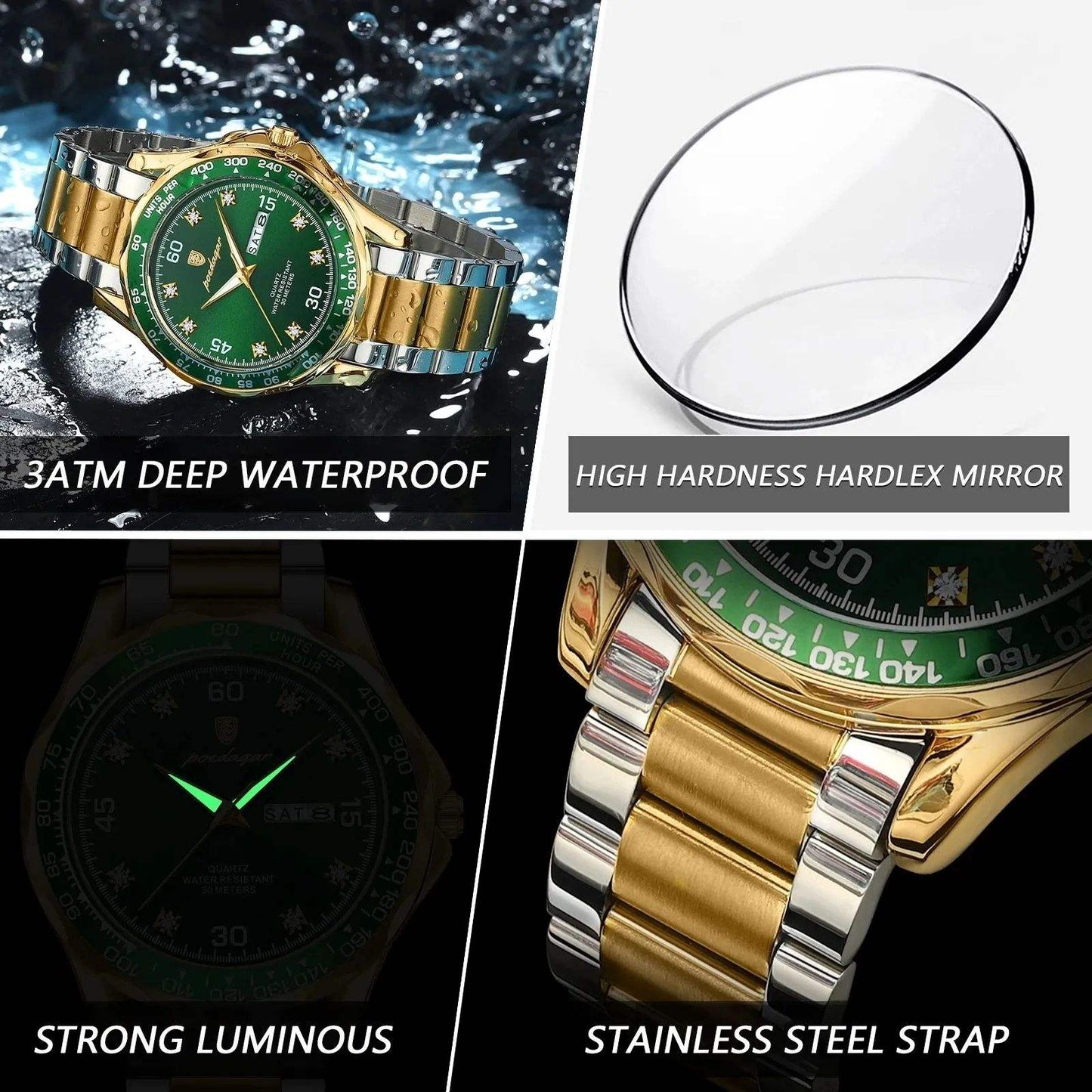 Poedagar Stainless Steel Men Luxury Watch