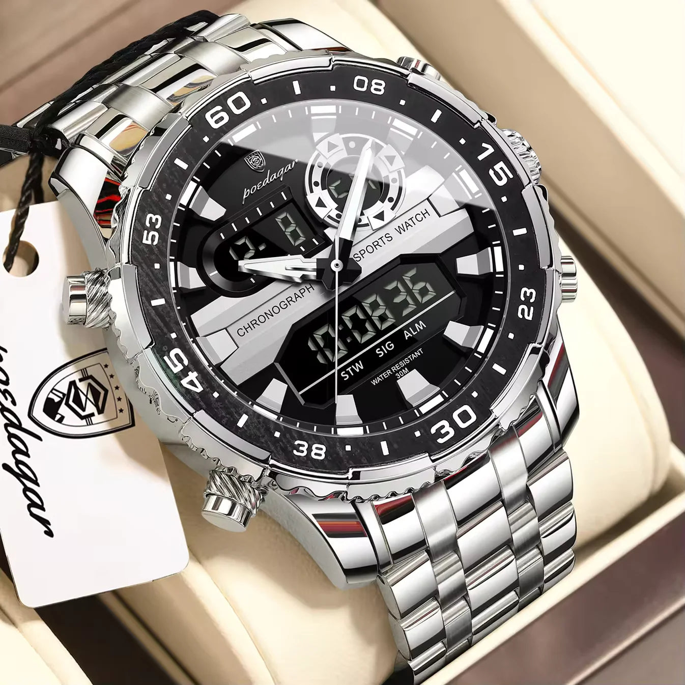 Poedagar Multifunction Water Resistant Men's Watch