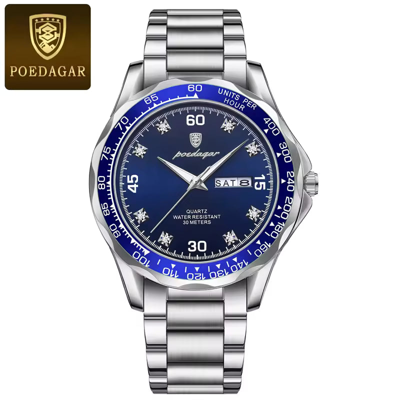 Poedagar Stainless Steel Men Luxury Watch