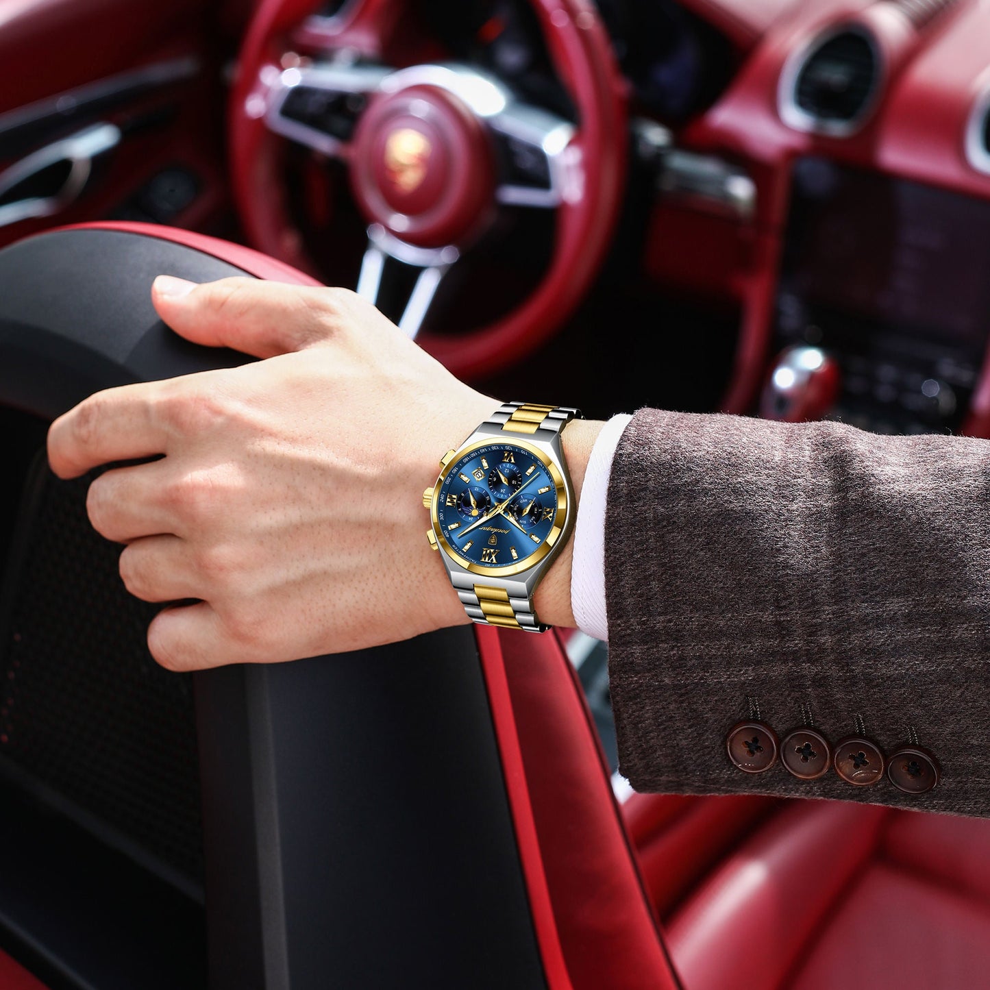 Poedagar Multi-Functional Chronograph Watch for Men