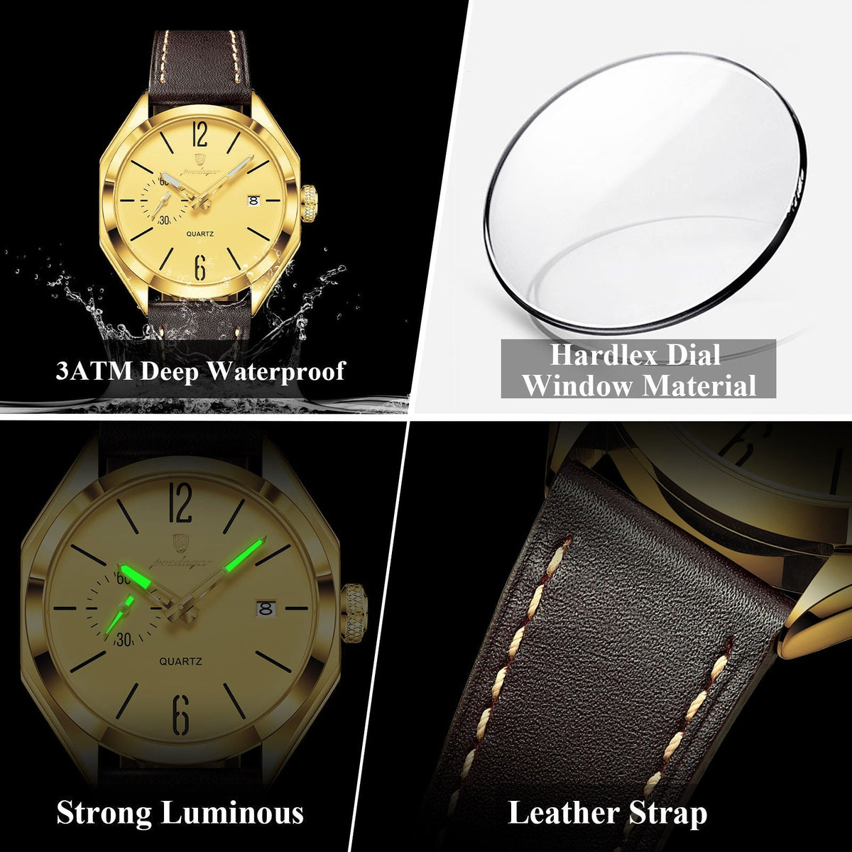 Poedagar 689 Luxury Leather Strap Watch