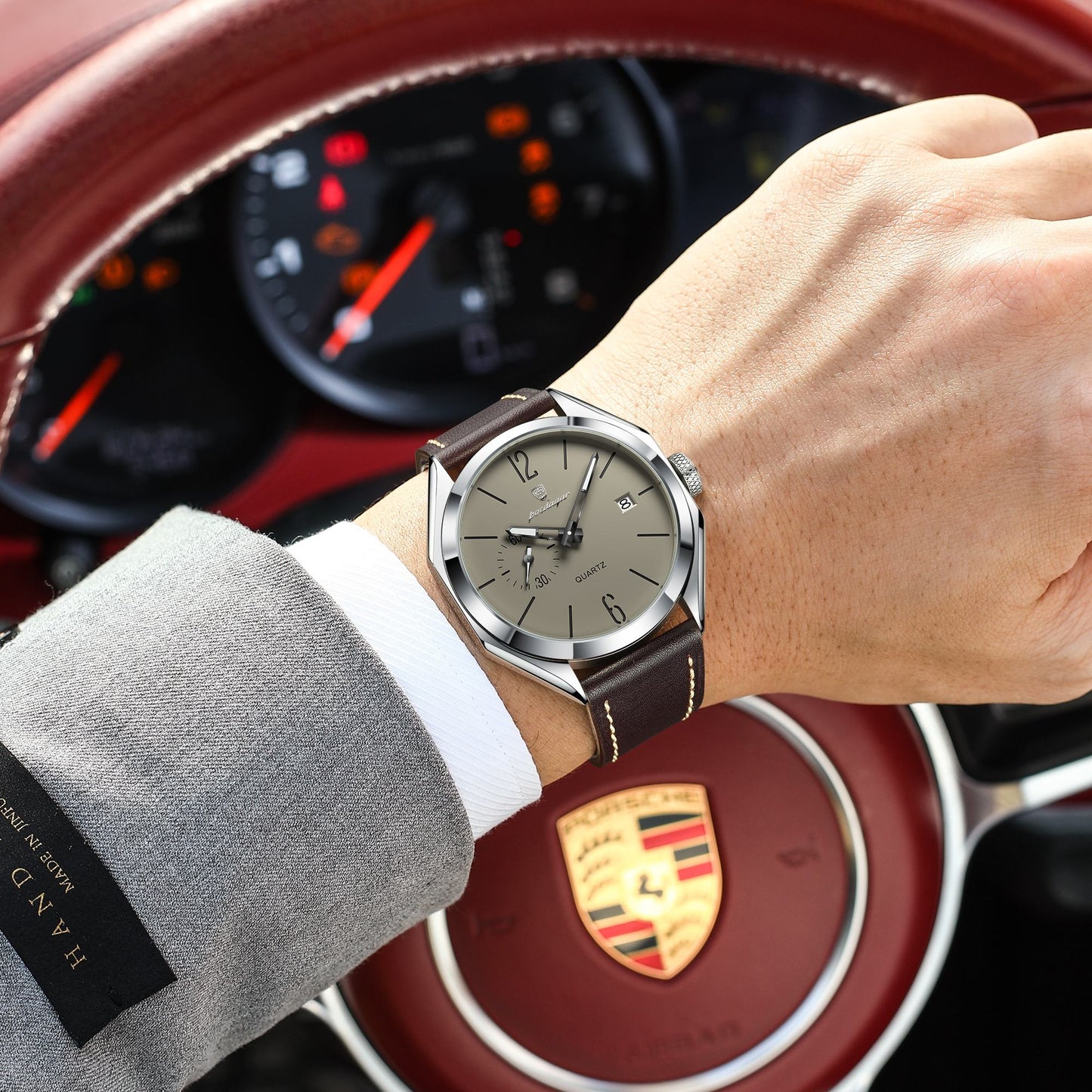 Poedagar Luxury Dial Leather Strap Watch