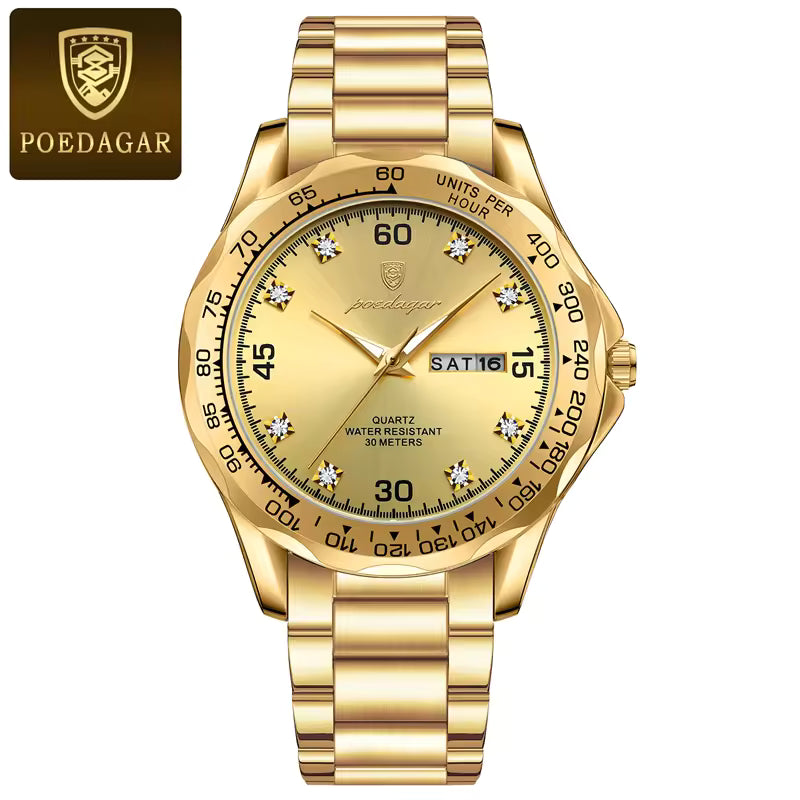 Poedagar Stainless Steel Men Luxury Watch