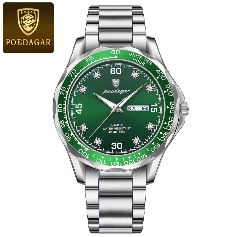 Poedagar Stainless Steel Men Luxury Watch