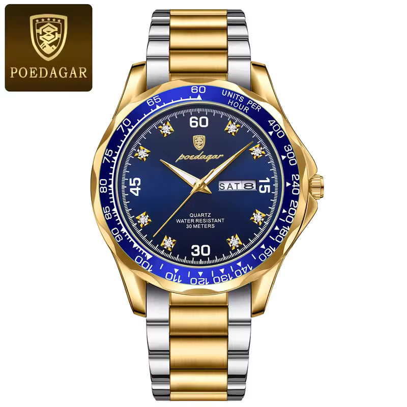 Poedagar Stainless Steel Men Luxury Watch