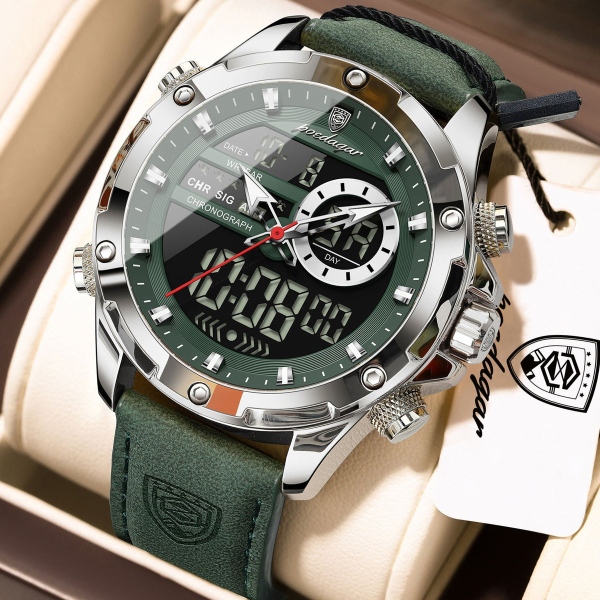 Poedagar E129  Luxury Leather Strap Watch