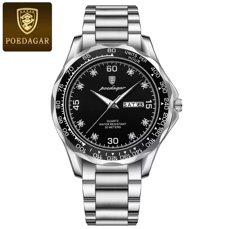 Poedagar Stainless Steel Men Luxury Watch