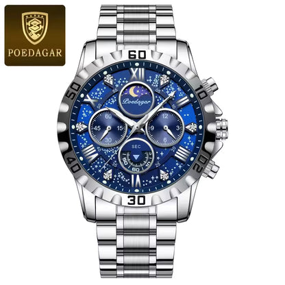 Poedagar Chronograph Stainless Steel Mens Wristwatch