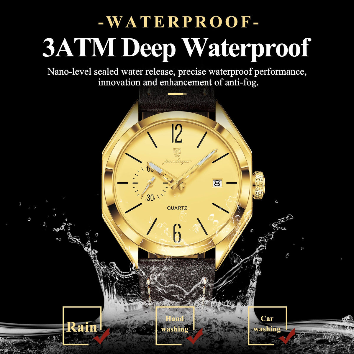 Poedagar 689 Luxury Leather Strap Watch