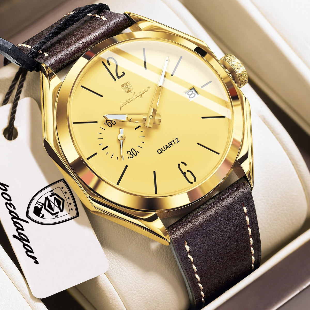Poedagar 689 Luxury Leather Strap Watch