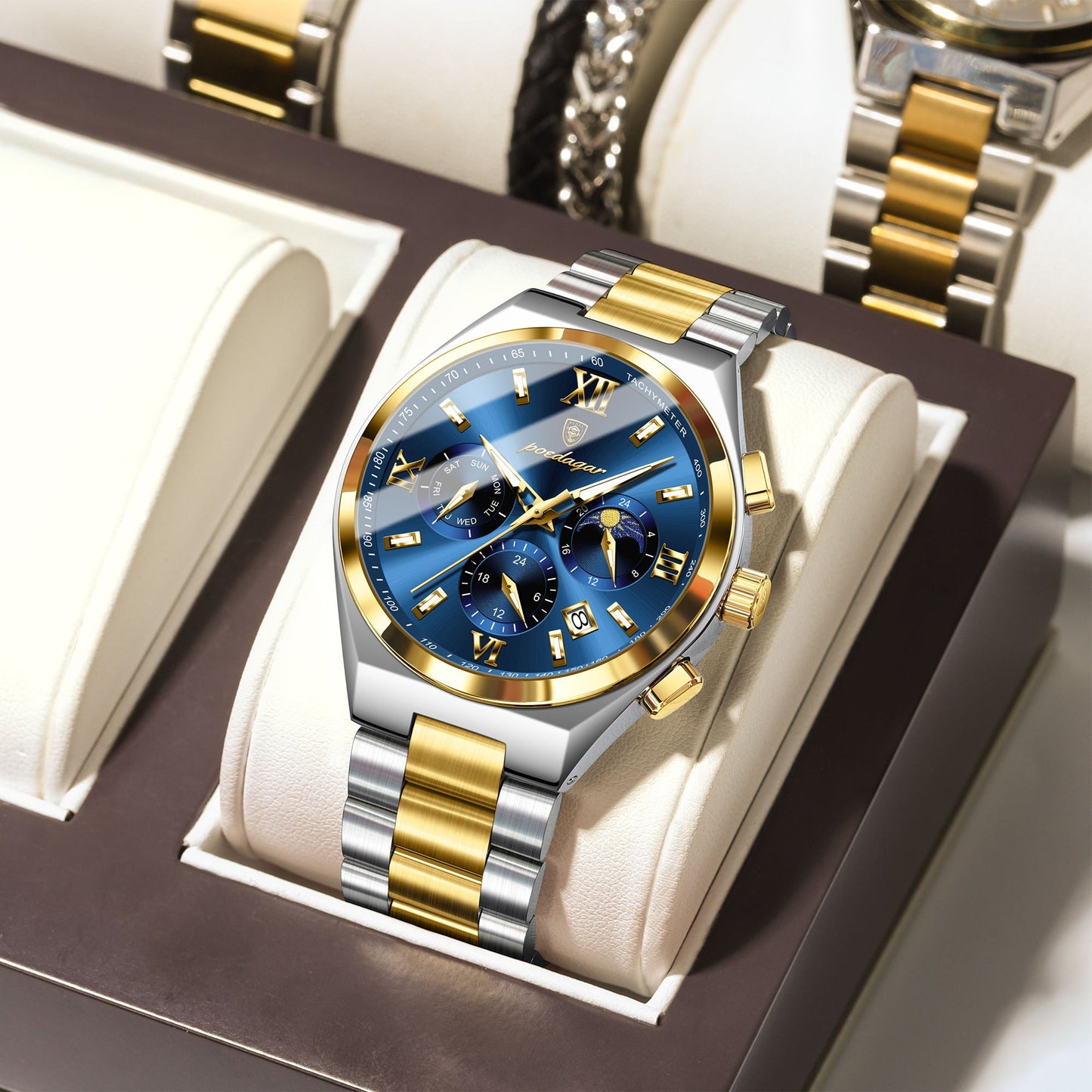 Poedagar Multi-Functional Chronograph Watch for Men