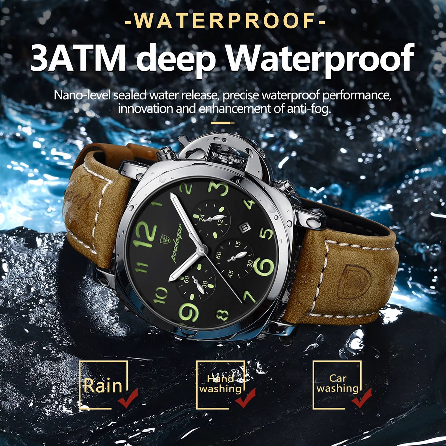 POEDAGAR Luxury Military Chronograph Men's Watch
