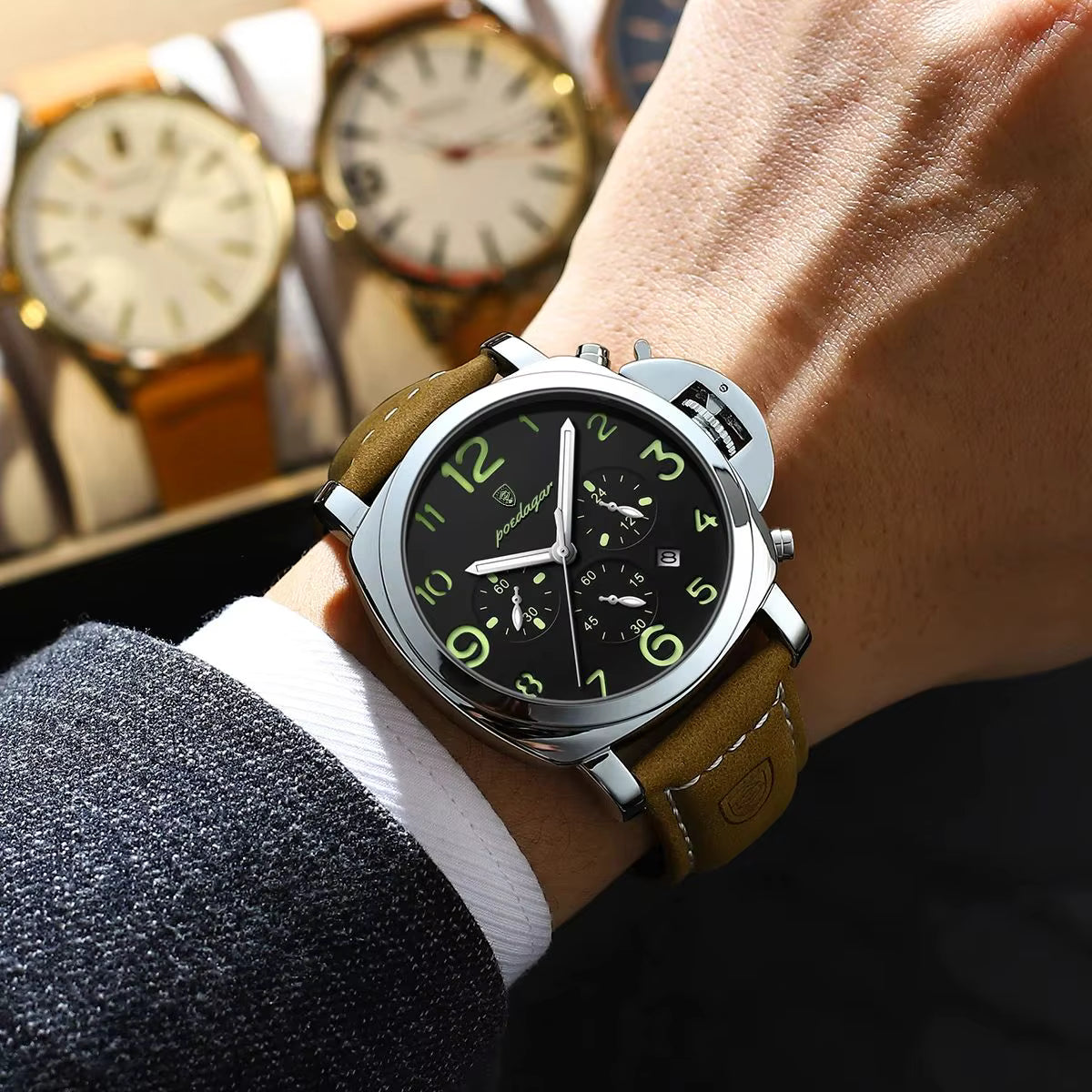 POEDAGAR Luxury Military Chronograph Men's Watch