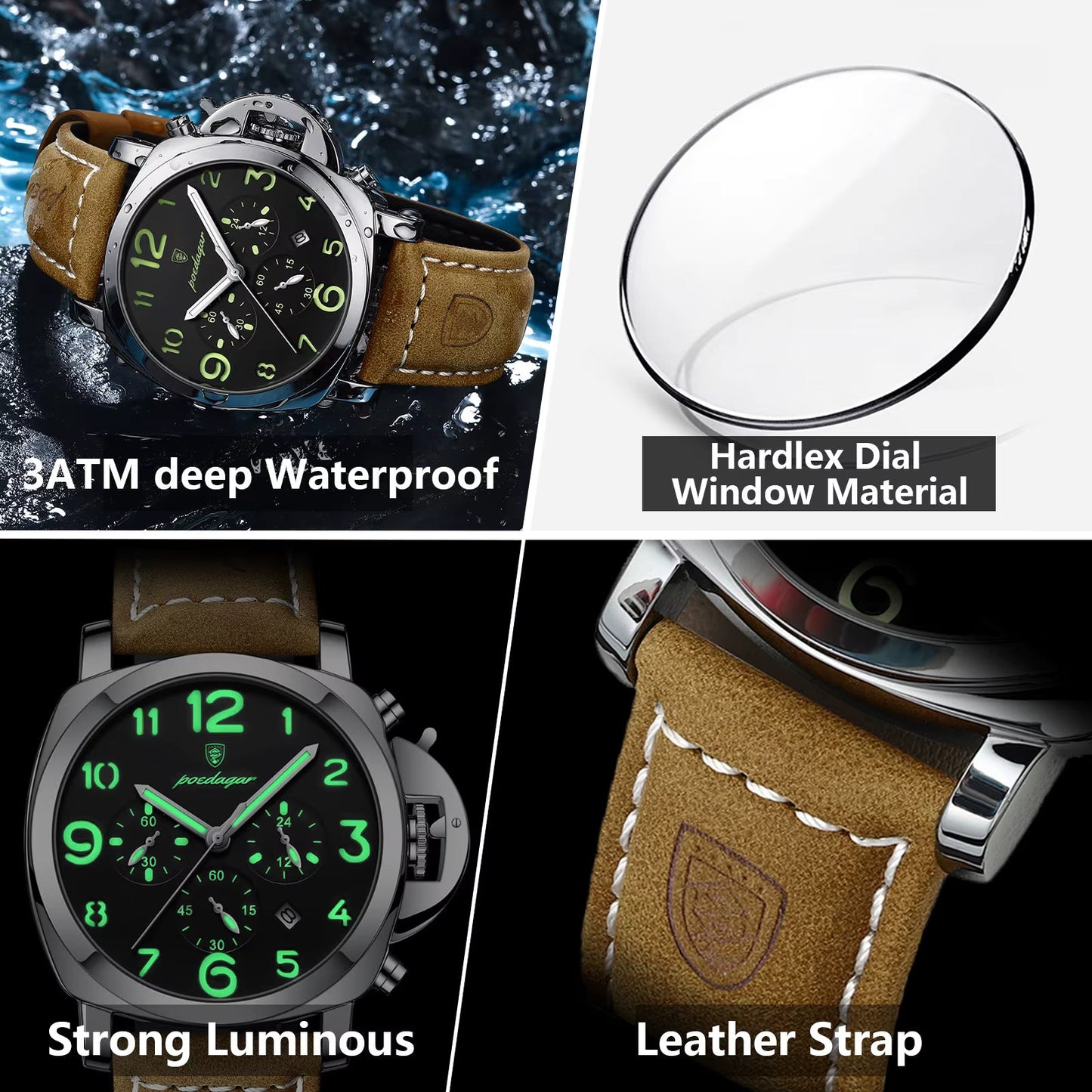 POEDAGAR Luxury Military Chronograph Men's Watch