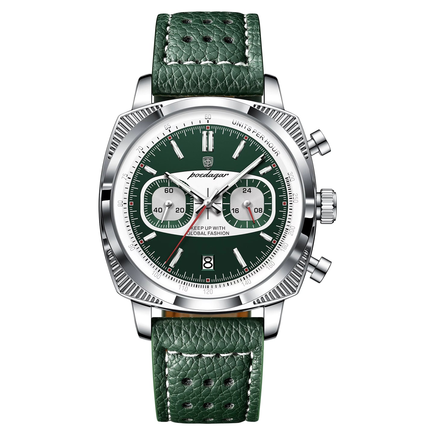 Poedagar Luxury Leather Strap Chronograph Men Watch