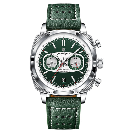 Poedagar Luxury Leather Strap Chronograph Men Watch