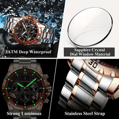 Poedagar Chronograph Stainless Steel Men Watch