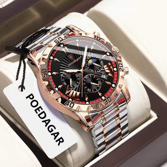 Poedagar Chronograph Stainless Steel Men Watch