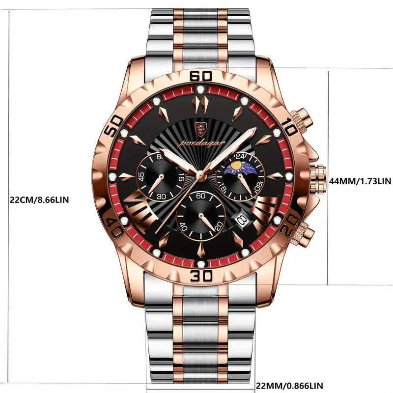 Poedagar Chronograph Stainless Steel Men Watch