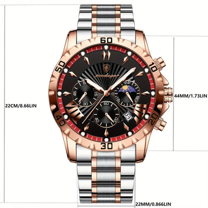 Poedagar Chronograph Stainless Steel Men Watch
